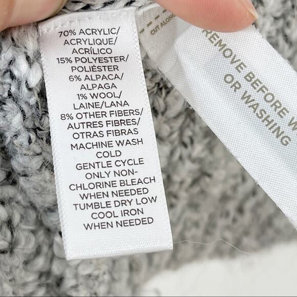 LOFT XSmall XS Drape Front Cardigan Sweater Alpaca Wool Blend Light Marled Gray - Picture 8 of 8